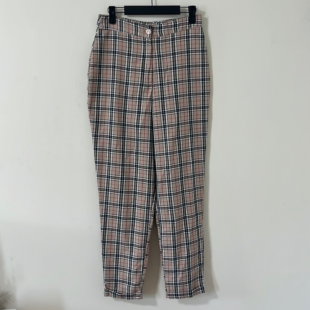 Nasty Gal Let's Take A Raincheck Tapered Pants Beige Size 6 - Picture 2 of 10